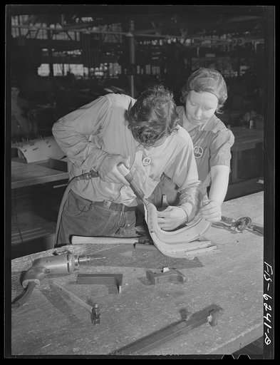 Nashville, Tennessee. Riveting and drilling fuselage parts. Vultee Aircraft Corporation plant