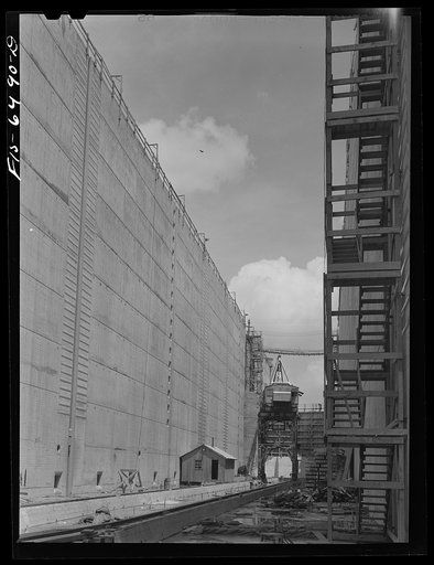Untitled photo, possibly related to: Fort Loudon [i.e., Loudoun] Dam, Tennessee (Tennessee Valley Authority (TVA)). A lock under construction