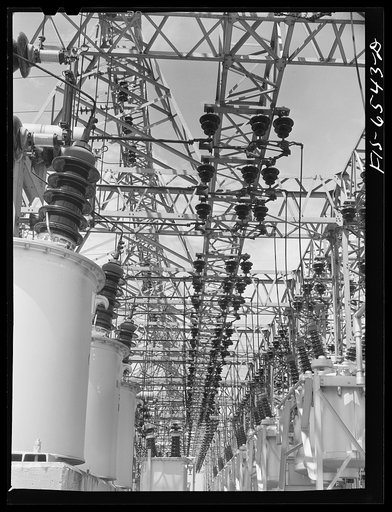 Untitled photo, possibly related to: Chickamauga Dam, Tennessee (Tennessee Valley Authority (TVA)). Switchyard