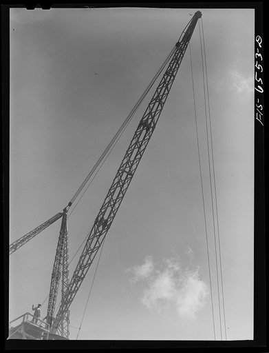 Untitled photo, possibly related to: Fort Loudon [i.e., Loudoun] Dam, Tennessee (Tennessee Valley Authority (TVA)). Signalman on a derrick