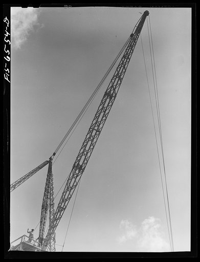 Untitled photo, possibly related to: Fort Loudon [i.e., Loudoun] Dam, Tennessee (Tennessee Valley Authority (TVA)). Signalman on a derrick