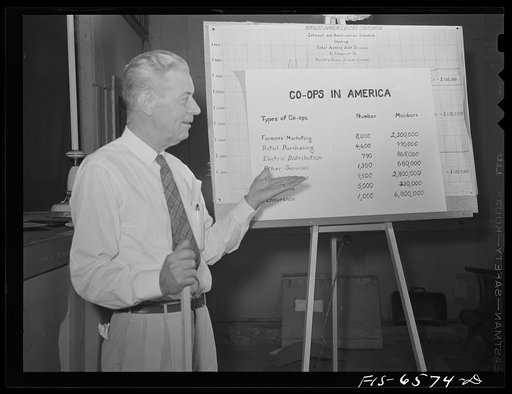 Hayti, Missouri. President of the U.S. Rural Electrification Administration (REA) cooperative making a speech at the annual meeting