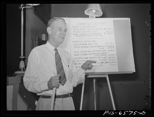 Hayti, Missouri. President of the U.S. Rural Electrification Administration (REA) cooperative making a speech at the annual meeting