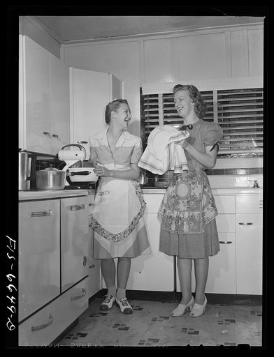 Dunklin County, Missouri. Daughters of a U.S. Rural Electrification Administration (REA) cooperative member using electric appliance in their farm kitchen