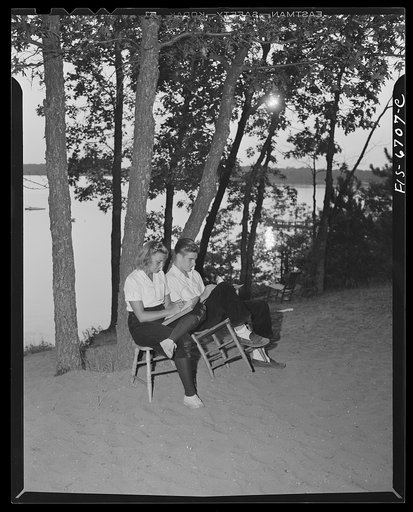 Interlochen, Michigan. National music camp where 300 or more young musicians study symphonic music for eight weeks each summer. Studying outdoors