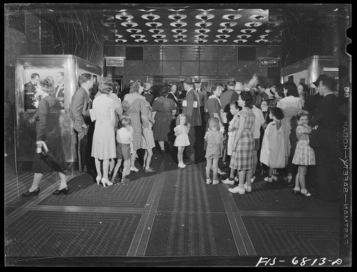 New York, New York. Crowd waiting to buy tickets at Radio City Music Hall
