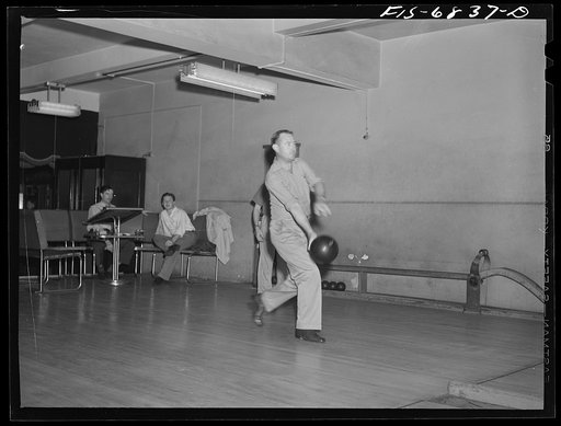 Untitled photo, possibly related to: New York, New York. Broadway bowling alley