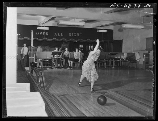 Untitled photo, possibly related to: New York, New York. Broadway bowling alley