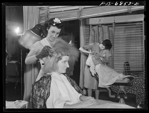 New York, New York. Dyeing hair at Francois de Paris, a hairdresser on Eighth Street