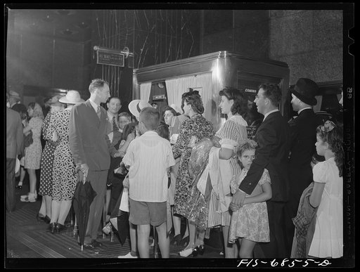 New York, New York. Waiting to buy tickets at the Radio City Music Hall