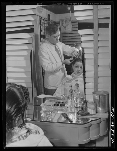 Untitled photo, possibly related to: New York, New York. Undoing a permanent hair wave at Francois de Paris, a hairdresser on Eighth Street