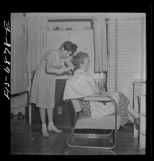 Untitled photo, possibly related to: New York, New York. Dyeing hair at Francois de Paris, a hairdresser on Eighth Street