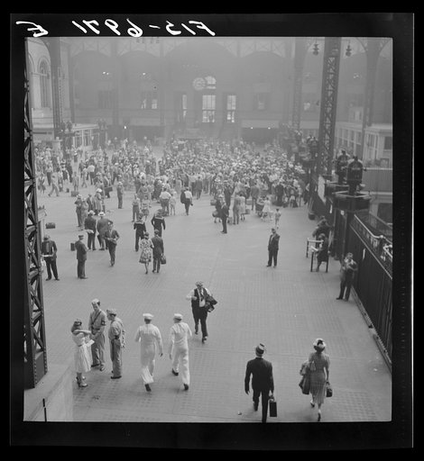 Untitled photo, possibly related to: New York, New York. Concourse at the Pennsylvania railroad station