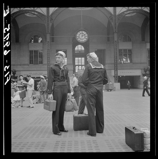 Untitled photo, possibly related to: New York, New York. Waiting for trains at the Pennsylvania railroad station