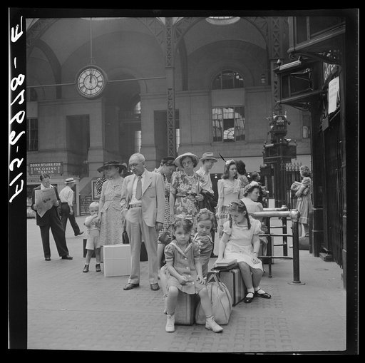 Untitled photo, possibly related to: New York, New York. Waiting for trains at the Pennsylvania railroad station