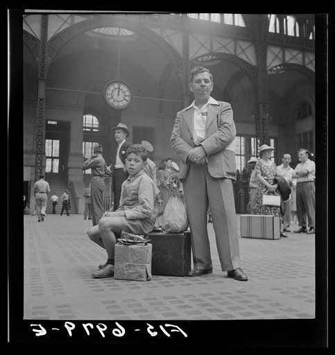 Untitled photo, possibly related to: New York, New York. Waiting for trains at the Pennsylvania railroad station