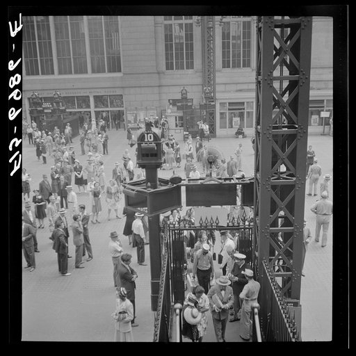 Untitled photo, possibly related to: New York, New York. Train gate at the Pennsylvania station