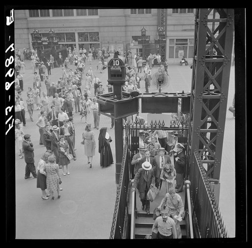 New York, New York. Train gate at the Pennsylvania station