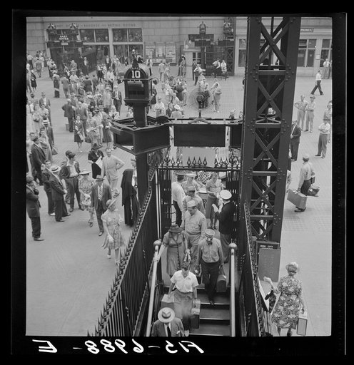 New York, New York. Train gate at the Pennsylvania railroad station