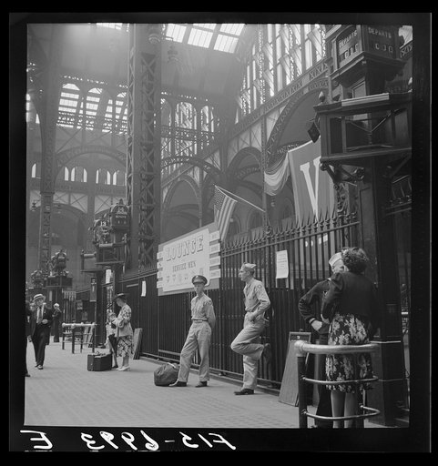 Untitled photo, possibly related to: New York, New York. Waiting for trains at the Pennsylvania railroad station