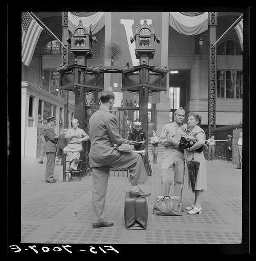 Untitled photo, possibly related to: New York, New York. Waiting for trains at the Pennsylvania railroad station