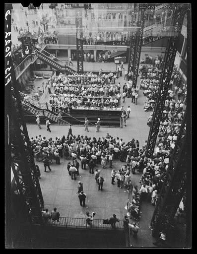 Untitled photo, possibly related to: New York, New York. Draftees on their way to the induction center at the Pennsylvania railroad station