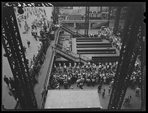 Untitled photo, possibly related to: New York, New York. Draftees on their way to the induction center at the Pennsylvania railroad station