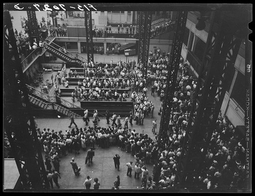 New York, New York. Draftees on their way to a train to the induction center at the Pennsylvania railroad station