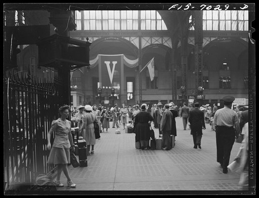 Untitled photo, possibly related to: New York, New York. Waiting for trains at the Pennsylvania railroad station