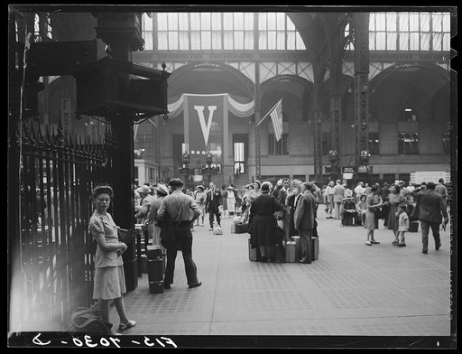 Untitled photo, possibly related to: New York, New York. Waiting for trains at the Pennsylvania railroad station