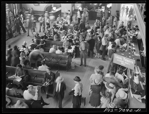 Untitled photo, possibly related to: Detroit, Michigan. Greyhound bus depot