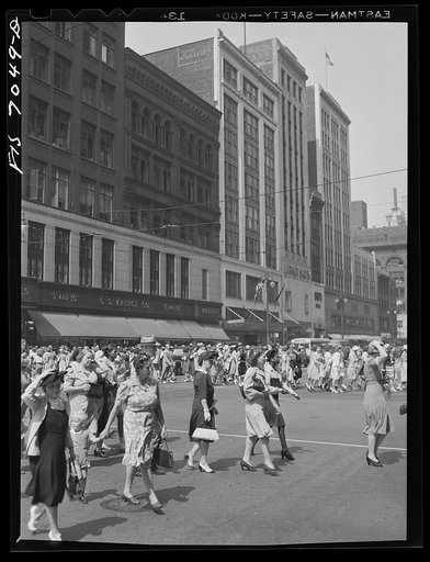 Untitled photo, possibly related to: Detroit, Michigan. Afternoon shopping crowds