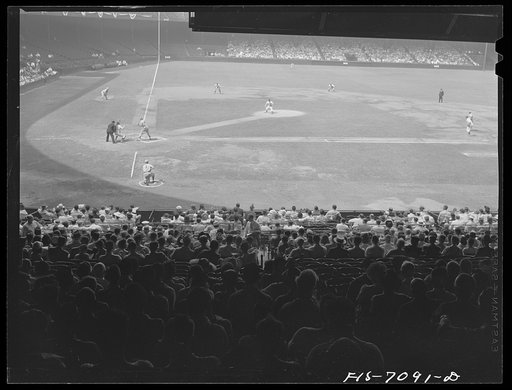Detroit, Michigan. Detroit vs. Cleveland ball game at Briggs Stadium