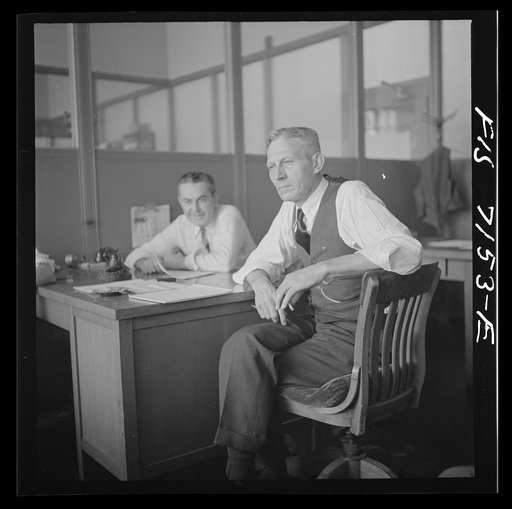 Detroit, Michigan (vicinity). Chrysler Corporation Dodge truck plant. Hundreds of office workers are needed in the production of Dodge Army trucks