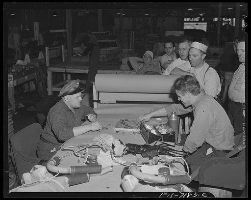 Dodge truck plant, Detroit, Michigan. Workers playing checkers during their lunch hour