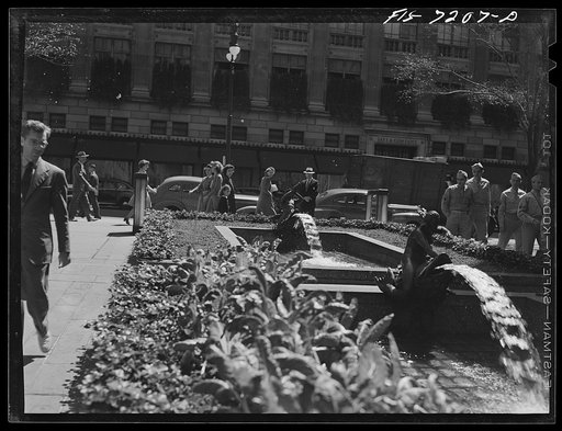 Untitled photo, possibly related to: New York, New York. Central plaza of Rockefeller Center showing Victory Center