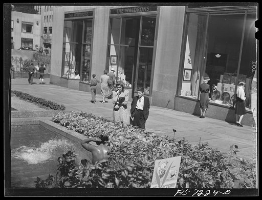 Untitled photo, possibly related to: New York, New York. Central plaza of Rockefeller Center showing Victory Center