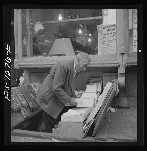 New York, New York. Sidewalk merchant in the Jewish section