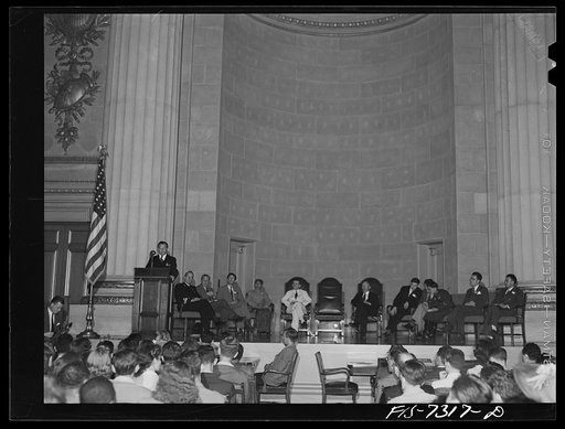 Untitled photo, possibly related to: Washington, D.C. International youth assembly. Delegate from the Netherlands addressing the assembly