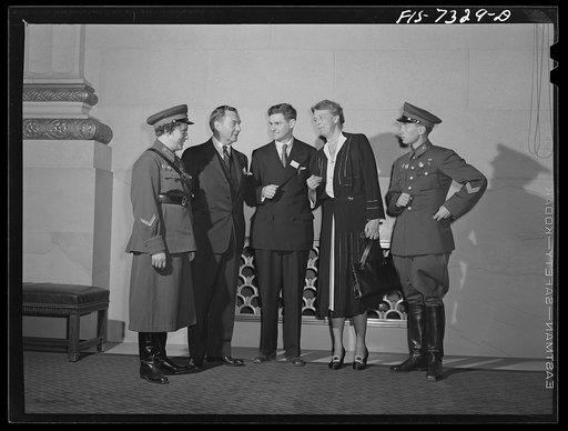 Washington, D.C. International youth assembly. Russian delegates with Mrs. Roosevelt and Justice Robert Jackson