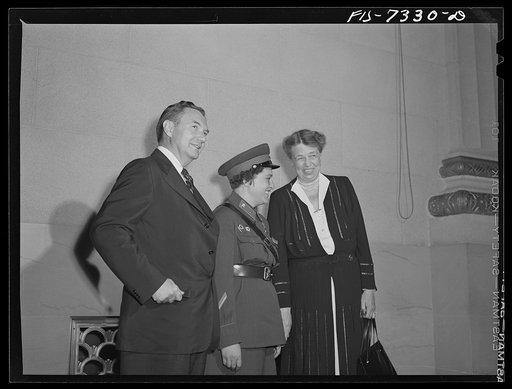 Washington, D.C. International youth assembly. Russian delegate with Mrs. Roosevelt and Justice Robert Jackson is Liudmila Pavlichenko