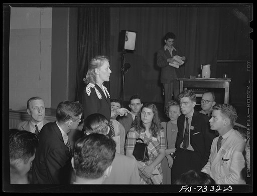Untitled photo, possibly related to: Washington, D.C. International youth assembly. The chairman giving final instructions to the presiding committee