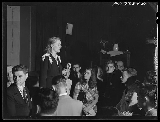 Washington, D.C. International youth assembly. The chairman giving final instructions to the presiding committee