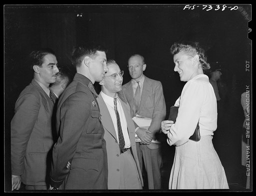 Washington, D.C. International youth assembly. Delegates from Sweden, right, and a delegate from Russia, in uniform