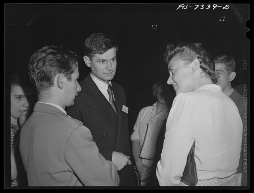 Washington, D.C. International youth assembly. Delegate from Sweden, right, and delegate from Russia, center