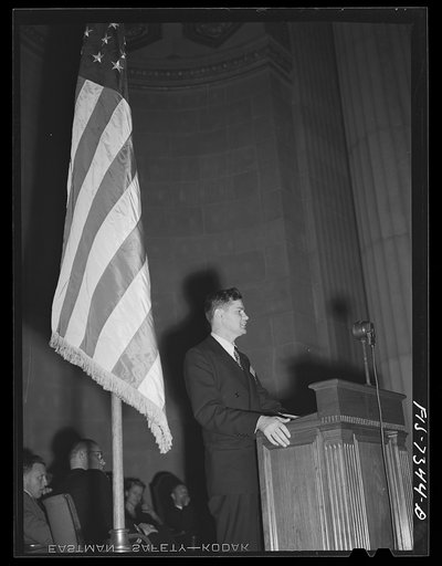 Washington, D.C. International youth assembly. Delegate from Russia addressing the convention