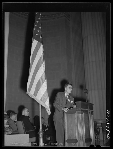 Washington, D.C. International youth assembly. Delegate from Poland addressing the assembly
