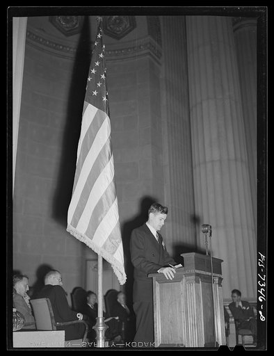 Untitled photo, possibly related to: Washington, D.C. International youth assembly. Delegate from Russia addressing the convention