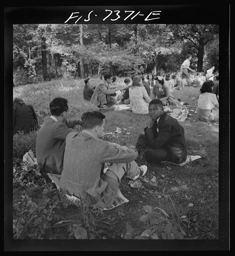 Washington, D.C. International youth assembly. Luncheon for delegates on the lawn at American University