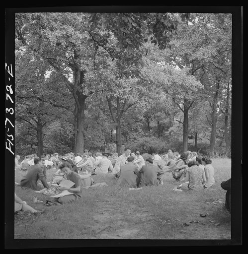 Untitled photo, possibly related to: Washington, D.C. International youth assembly. Luncheon for delegates on the lawn at American University